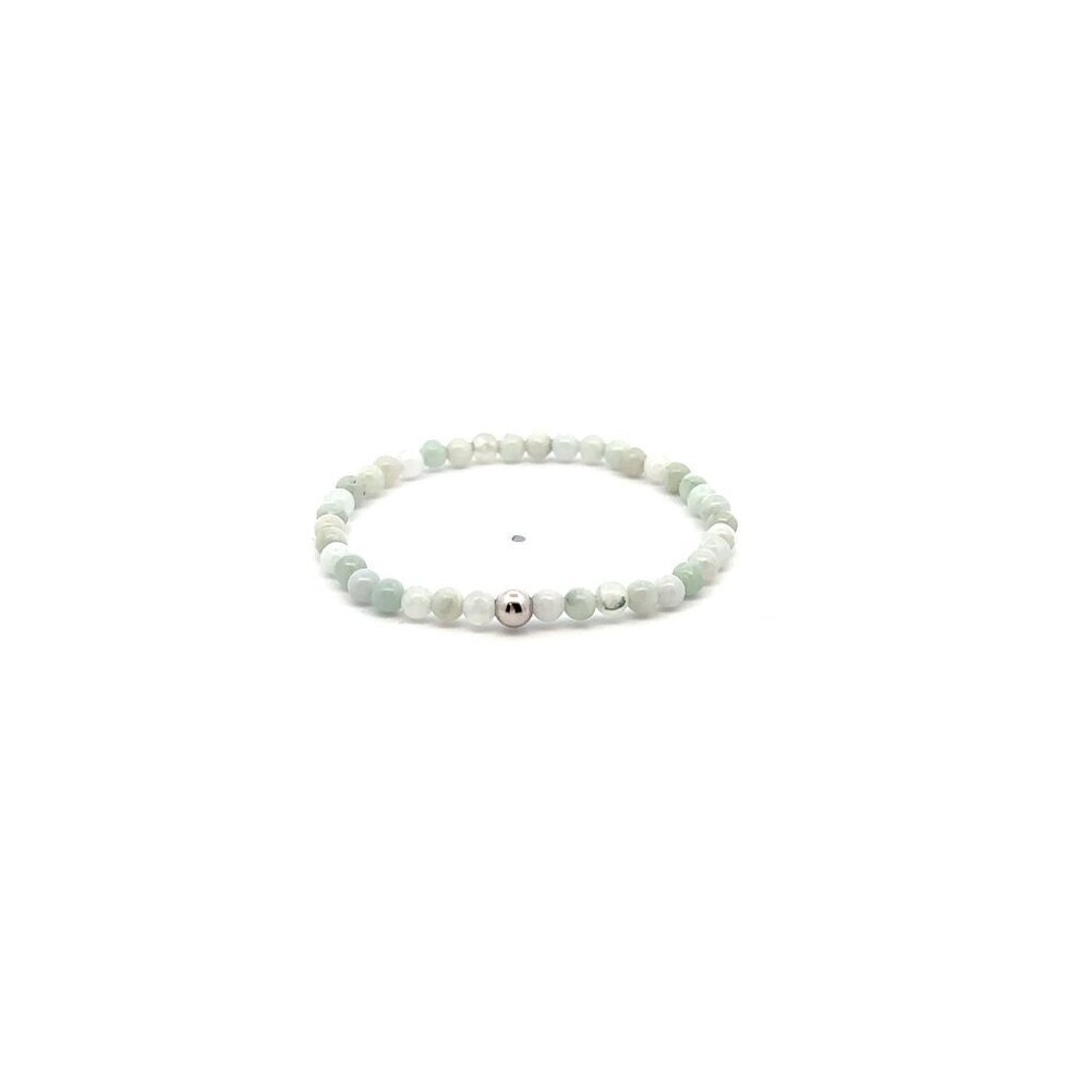 Natural Burmese Jade Gemstones Mini 3.5mm 18K White Gold Charm Bead